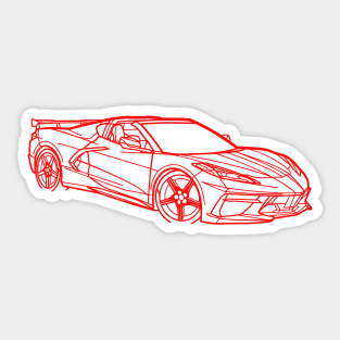 Torch Red C8 Corvette Racecar 3/4 View Outline Silhouette Outline Red Mist Supercar Sports car Racing car Sticker